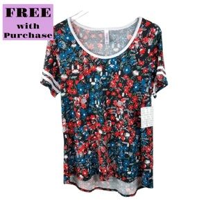 LuLaRoe Floral Striped Classic T Top